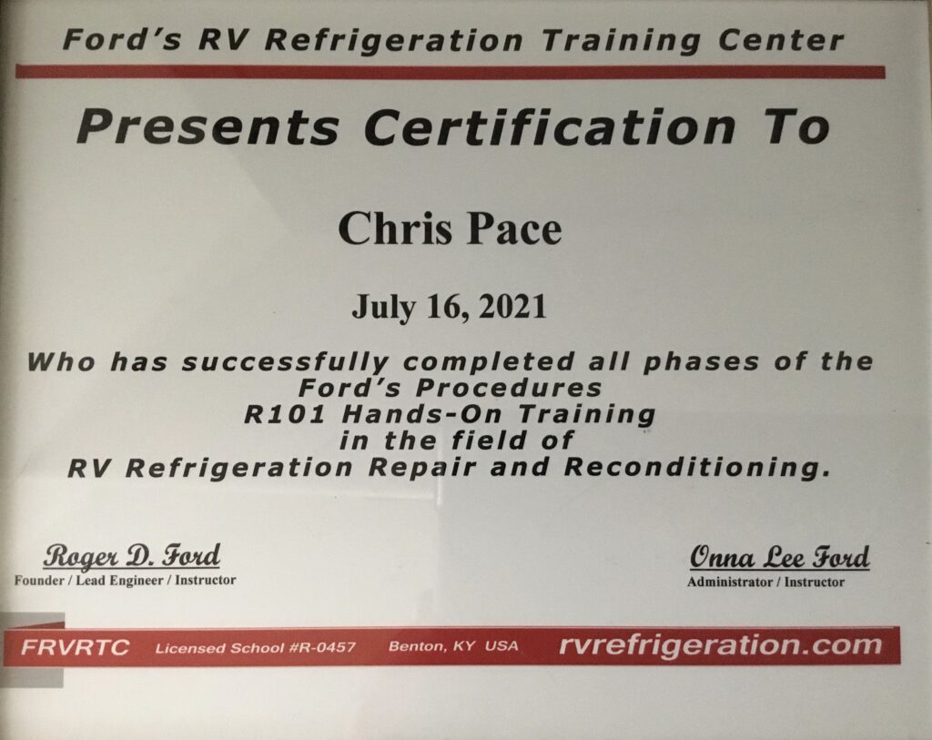 Presents Certification To Chris Pace